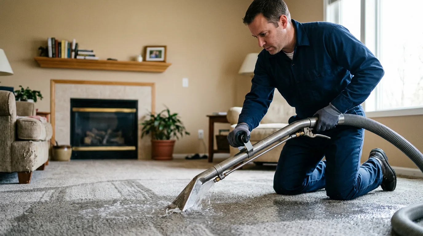 Water damage restoration technician working near Mount Hope, AL